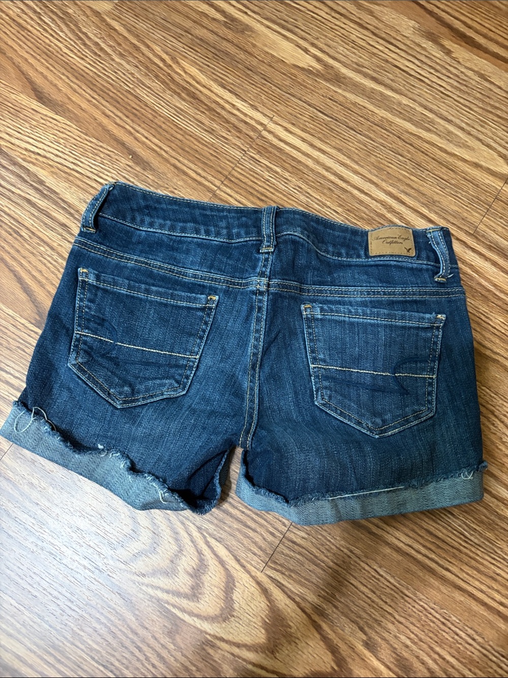 American Eagle Dark Blue Denim Women’s Roll-Cuff Shorts